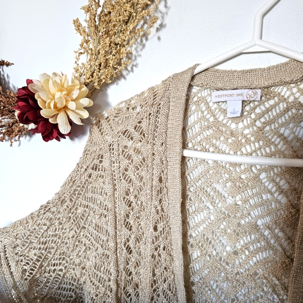 Westport 1962 Spring/summer crochet short sleeve cardigan.